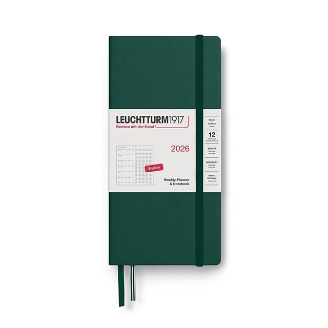Leuchtturm 1917-Weekly Planner & Ajanda Defter Noktalı Wallet (B6+ X A6) 2026, Forest Green, English 372878-Noktalı-1-milagron.live