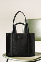 Embroidered Black Canvas Tote - 0