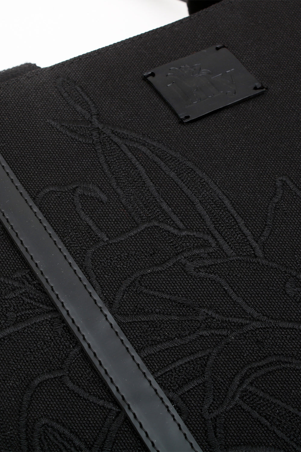 Embroidered Black Canvas Tote - 9