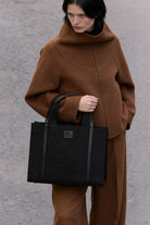 Embroidered Black Canvas Tote - 3