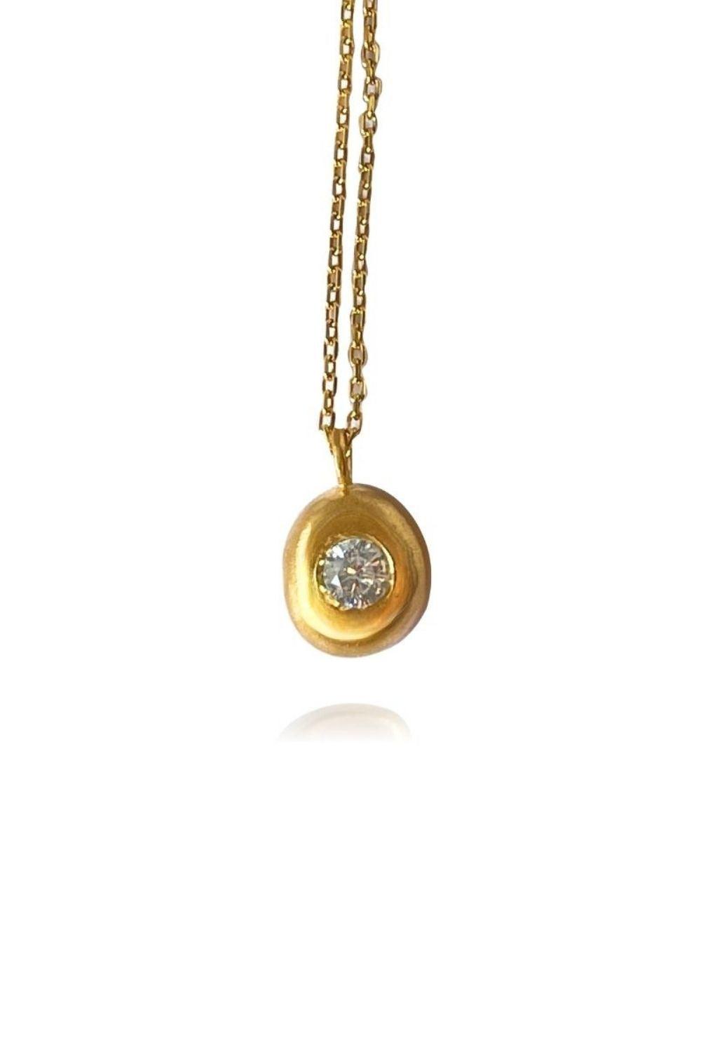 Linya Jewellery-Aura Minimal Taşlı Yuvarlak Kolye-Kolye-1-milagron.live