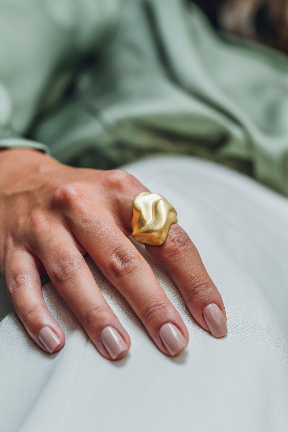 Linya Jewellery-Jayla Yüzük Mat Gold-Yüzük-2-milagron.live