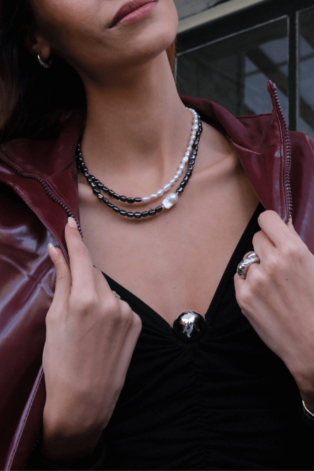 Linya Jewellery-Maori Siyah Beyaz İnci Kolye-Kolye-4-milagron.live