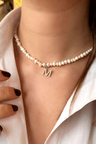 Linya Jewellery-Mono M Harfli İnci Kolye-Kolye-2-milagron.live