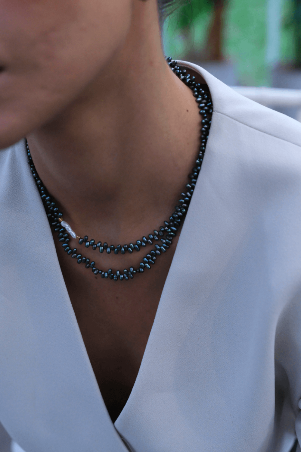 Linya Jewellery-Triton Asimetrik Siyah İnci Kolye-Kolye-2-milagron.live