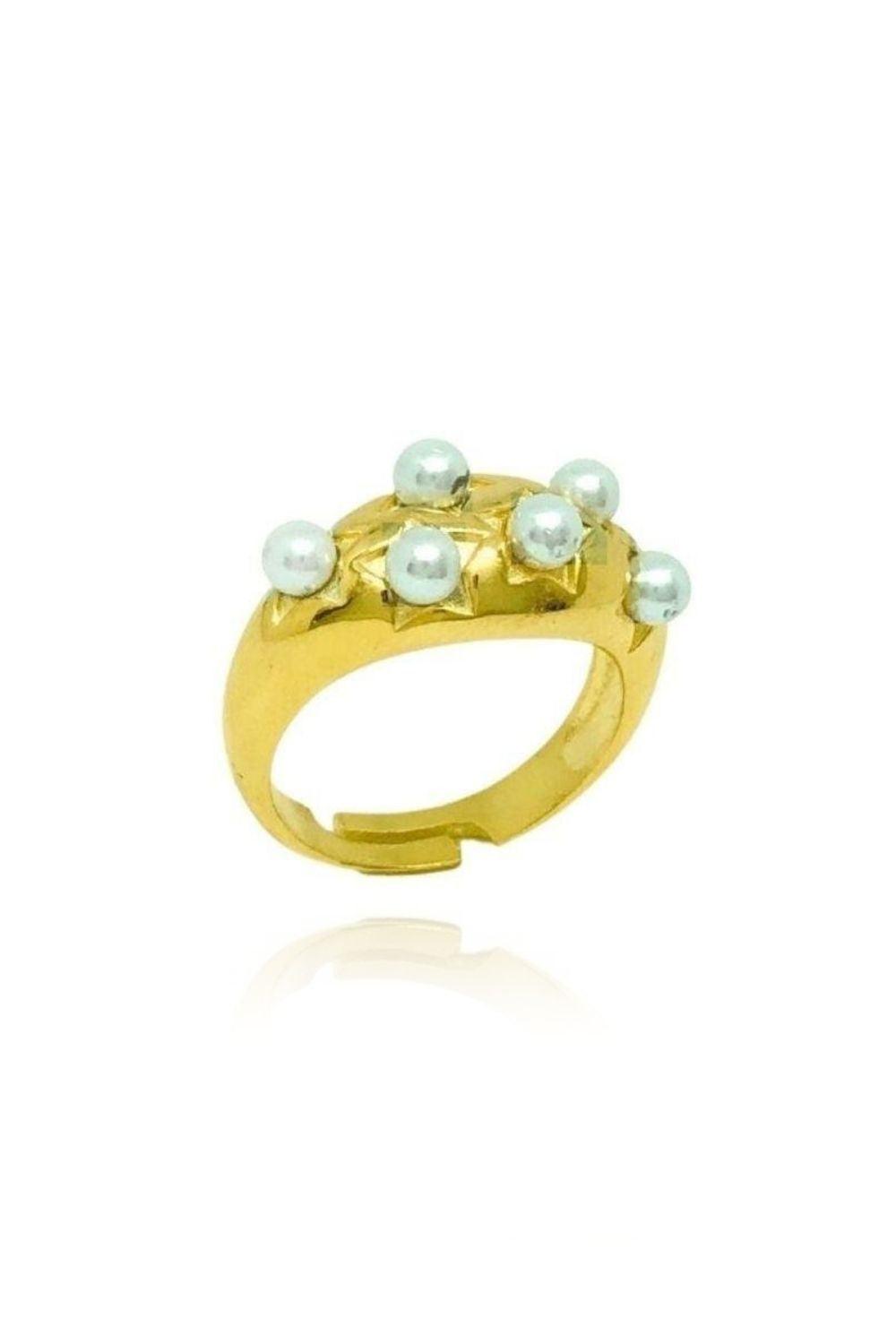 Linya Jewellery-Yıldız İnci Yüzük Gold-Yüzük-1-milagron.live