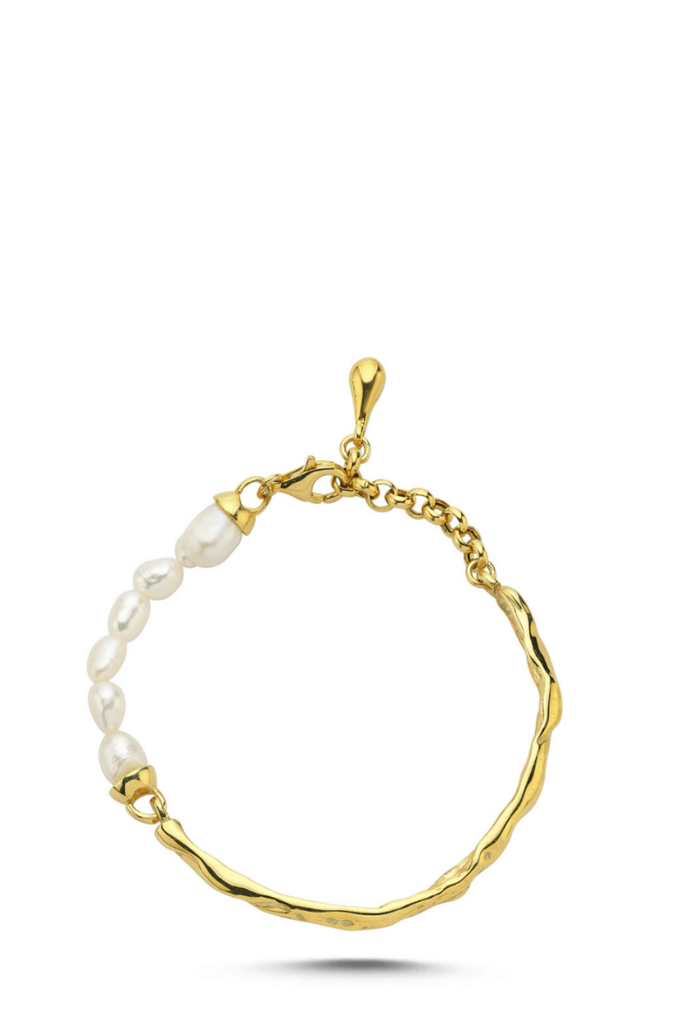 Linya Jewellery-Yira Kelepçe İnci Bileklik Gold-Bileklik-1-milagron.live