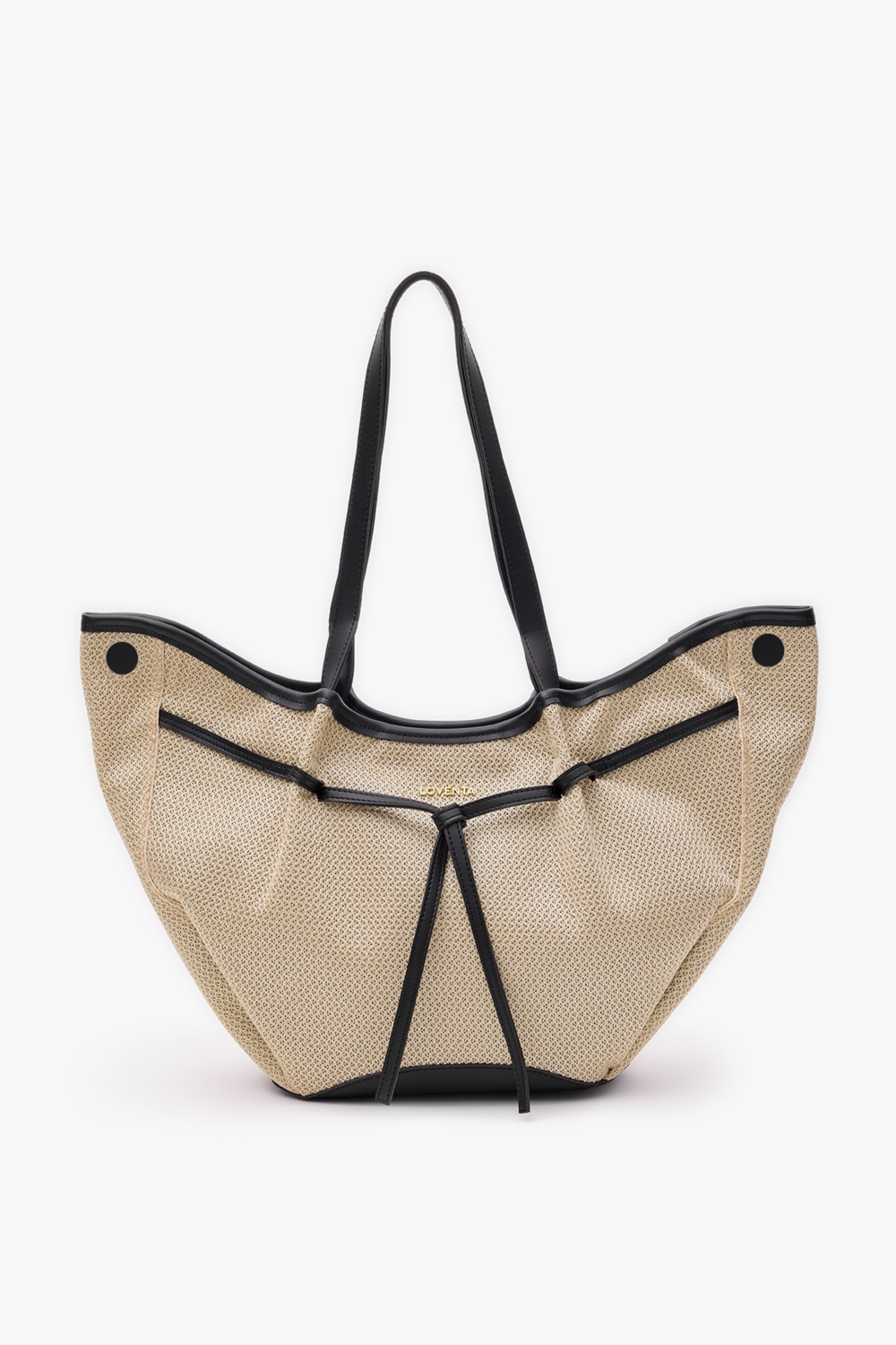 Loventa-Large Tote Bag Bej & Siyah Niesha Allure-Omuz Çantası-1-milagron.live