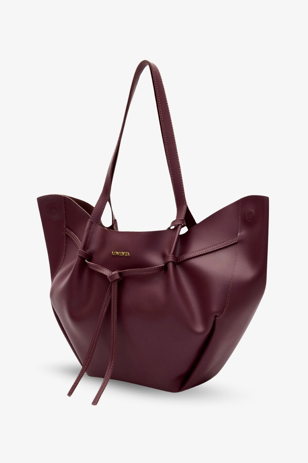 Loventa-Large Tote Bag Bordo Niesha-Omuz Çantası-2-milagron.live