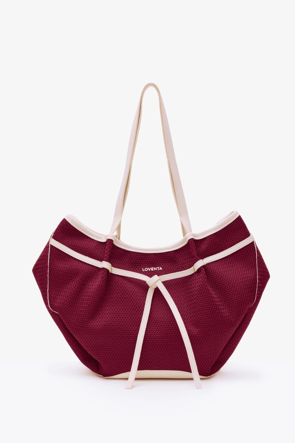 Loventa-Large Tote Bag Kırmızı & Bej Niesha Allure-Omuz Çantası-4-milagron.live