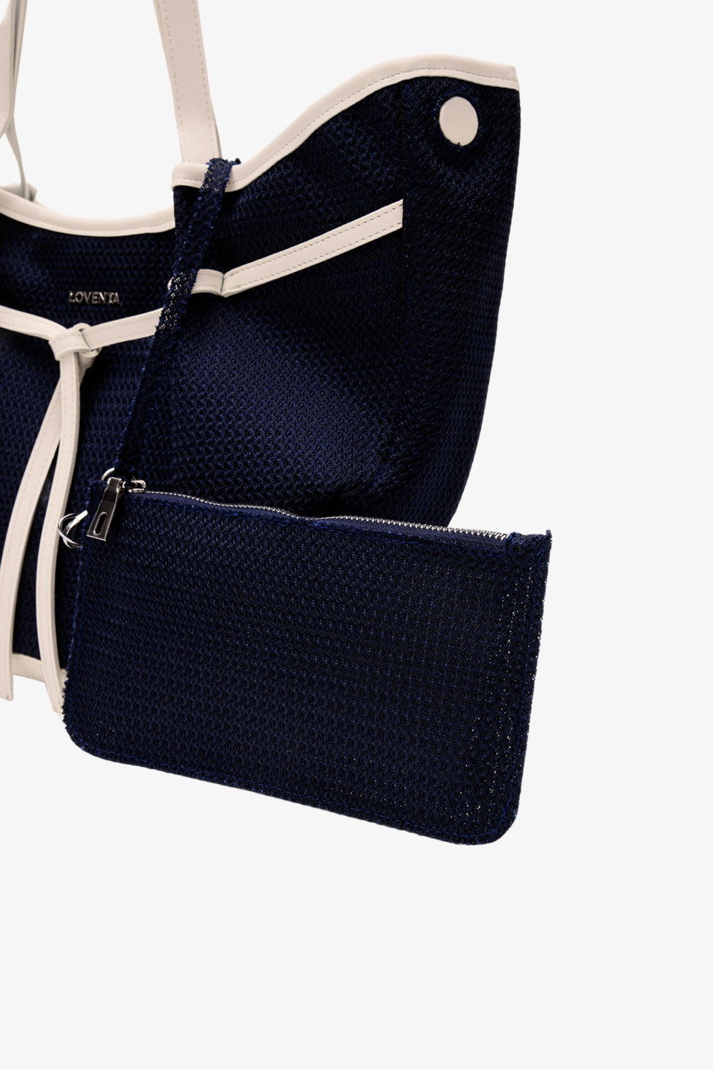 Loventa-Large Tote Bag Lacivert & Bej Niesha Allure-Omuz Çantası-5-milagron.live