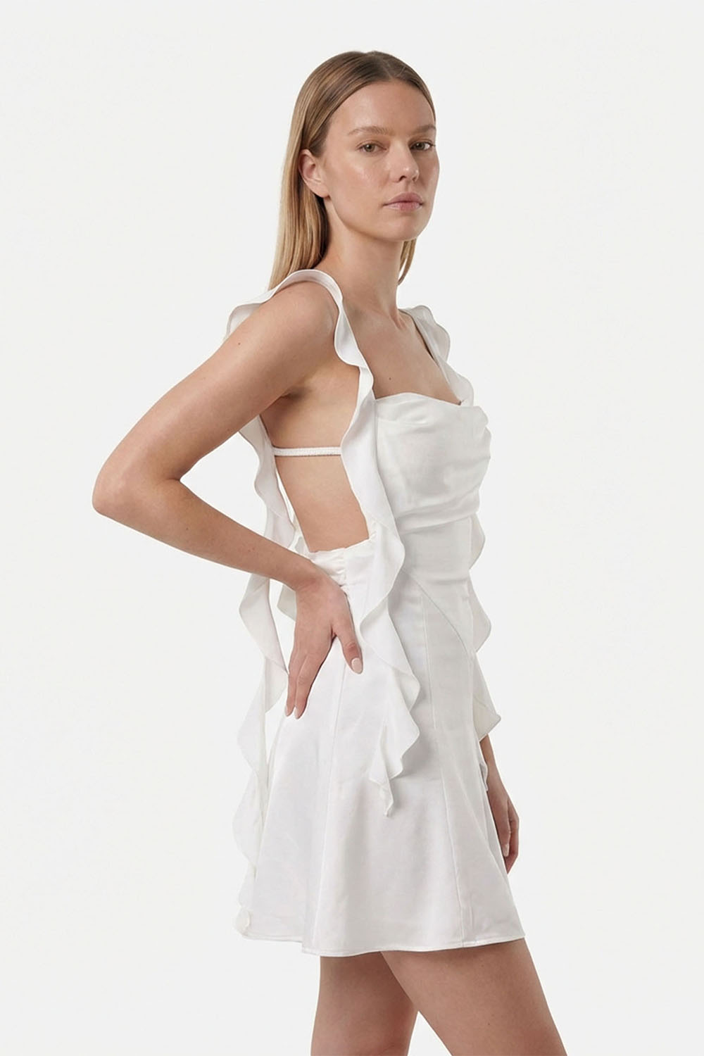 Karina Beyaz Elbise - 6