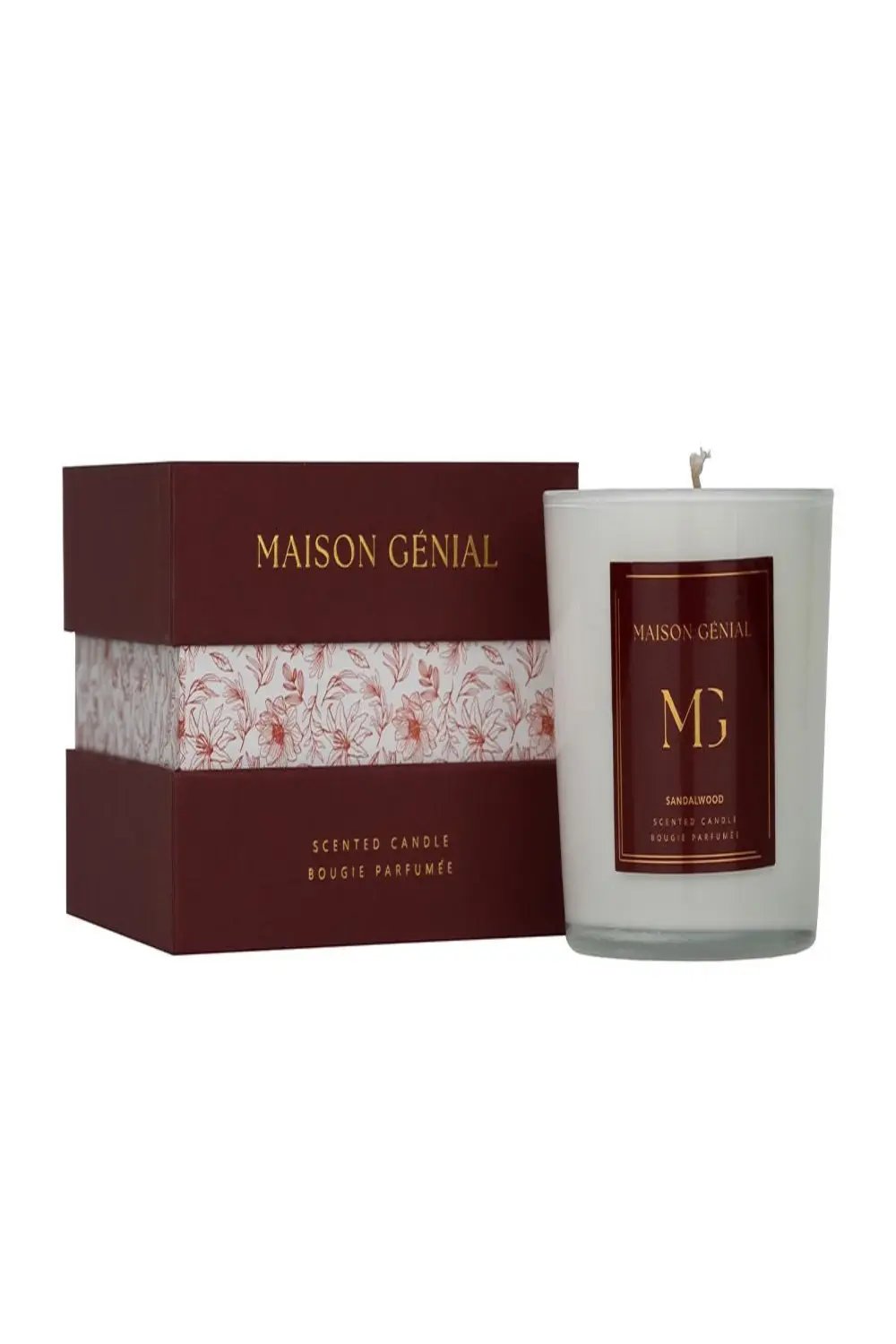 Maison Genial-Maison Genial Luxury Sandal Wood Bordo Mum Büyük Boy 290g-Mum-1-milagron.live