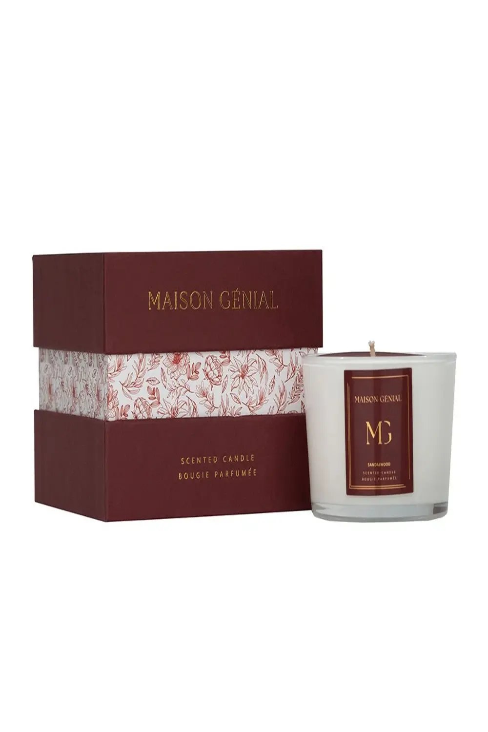 Maison Genial-Maison Genial Luxury Sandal Wood Bordo Mum Küçük Boy 160g-Mum-1-milagron.live