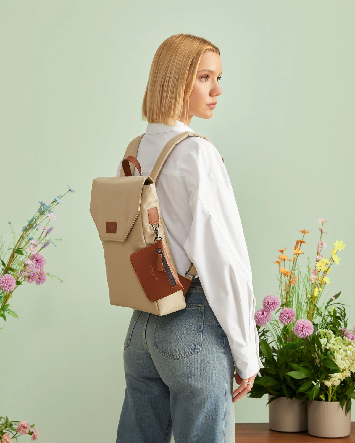 Maison Sacrée-Ferrat Beige 13'' Backpack-Sırt Çantası-2-milagron.live