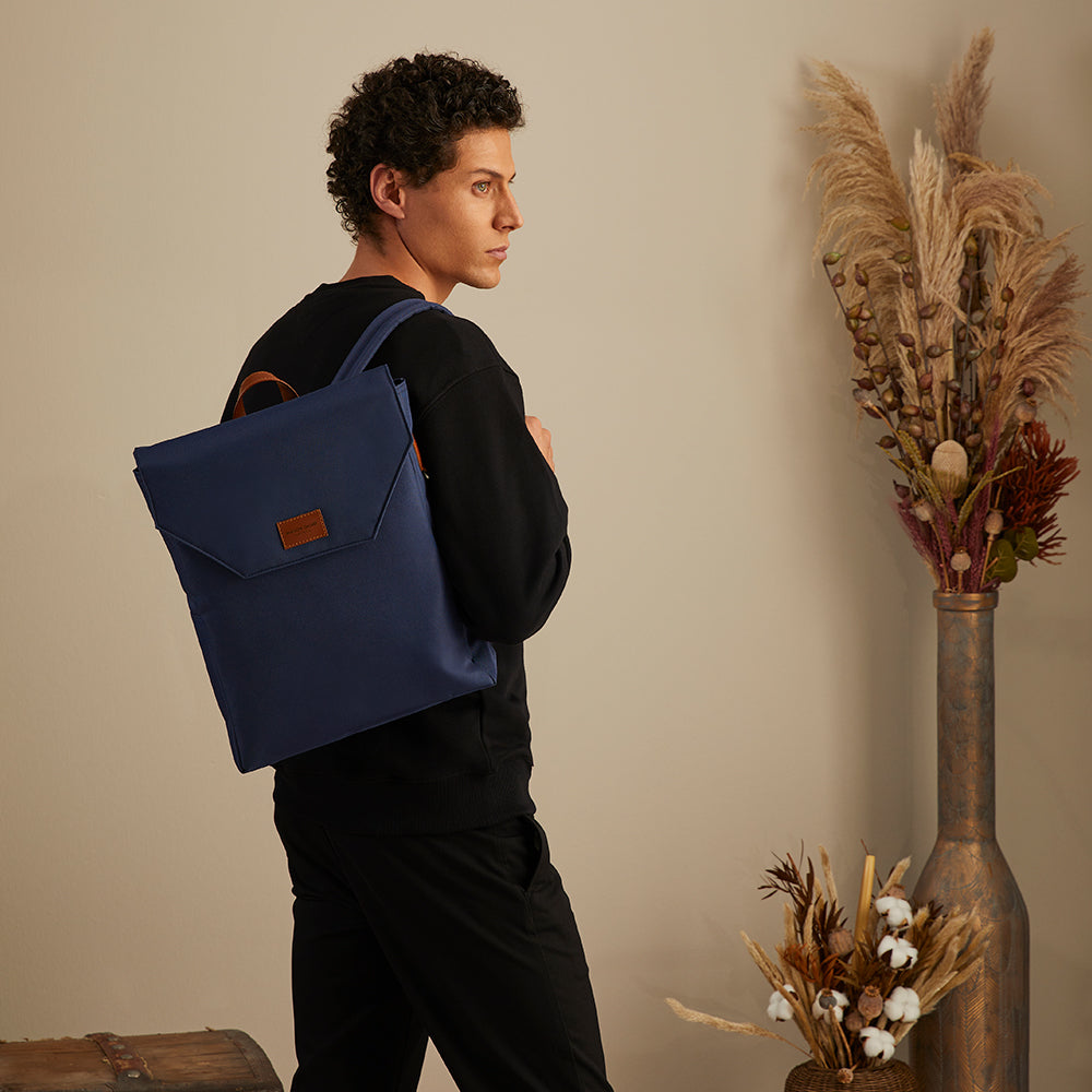 Maison Sacrée-Ferrat Navy Blue 17'' Backpack-Sırt Çantası-7-milagron.live