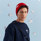 Maison Sacrée-Ms Red Knitted Beanie-Bere-3-milagron.live