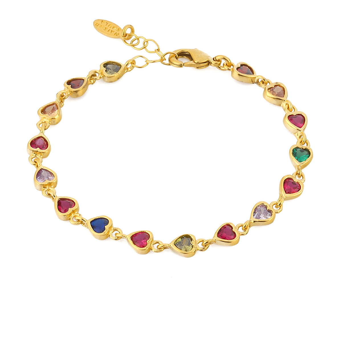 Maison Soula-Many Tiny Hearts Tennis Bracelet Version 2 Multicolor-Bracelet-1-milagron.live