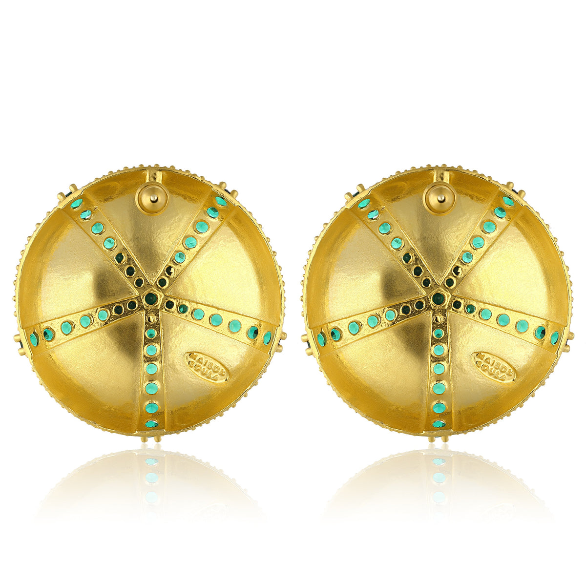 Maison Soula-Sea Urchin Earrings Emerald Green-Earrings-3-milagron.live