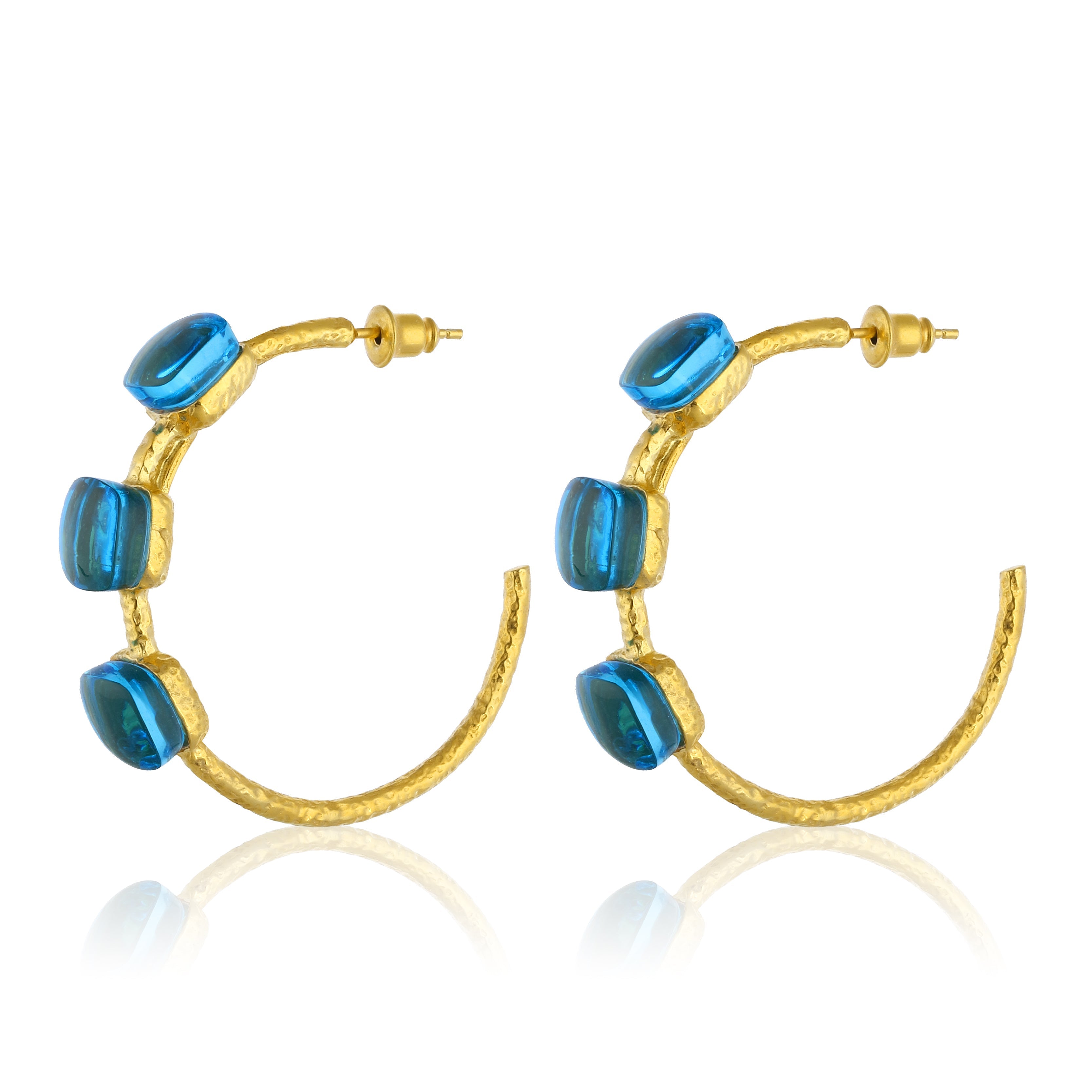 Maison Soula-Siena Hoop Earrings Aquamarine Blue-Earrings-1-milagron.live