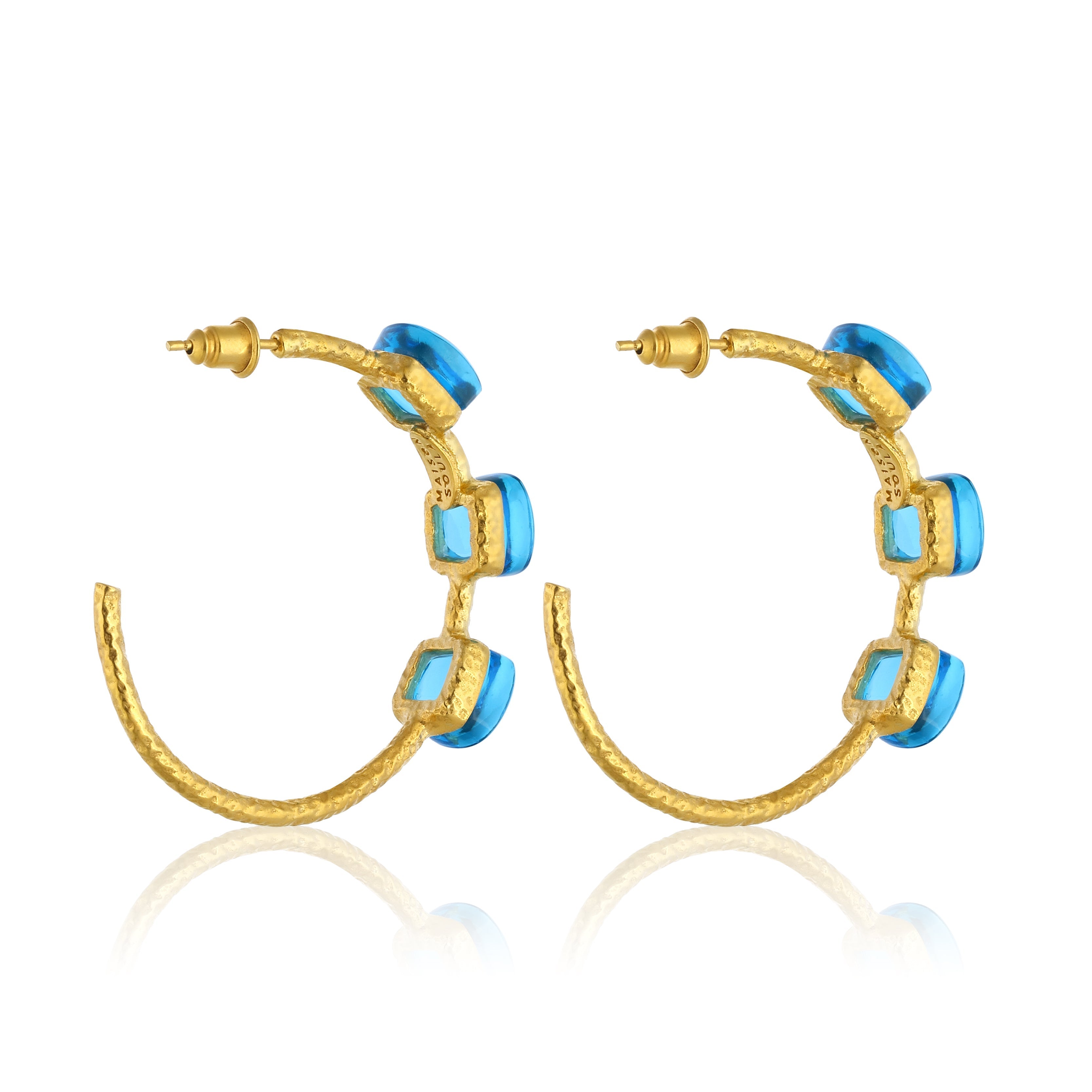 Maison Soula-Siena Hoop Earrings Aquamarine Blue-Earrings-4-milagron.live