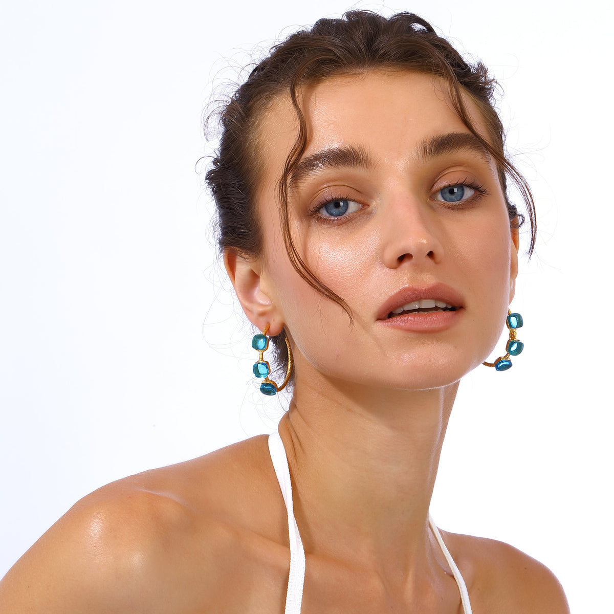 Maison Soula-Siena Hoop Earrings Aquamarine Blue-Earrings-6-milagron.live