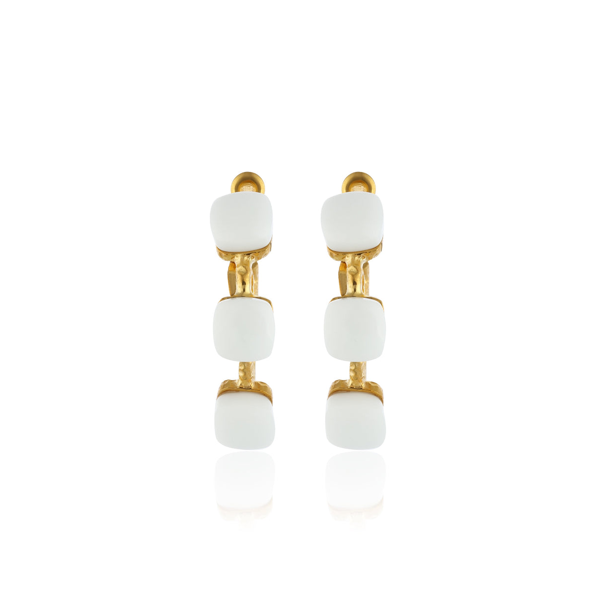 Maison Soula-Siena Hoop Earrings Matte White-Earrings-3-milagron.live