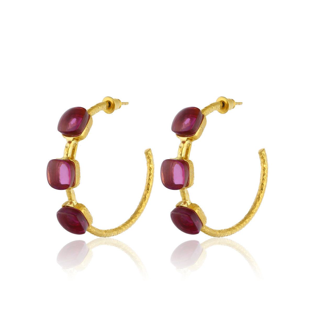 Maison Soula-Siena Hoop Earrings Ruby Pink-Earrings-1-milagron.live