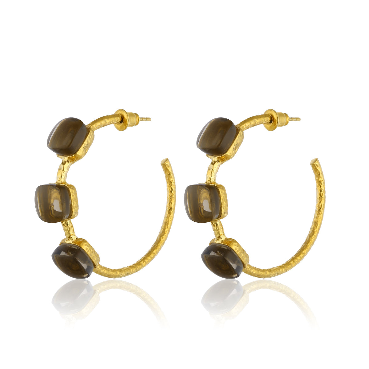 Maison Soula-Siena Hoop Earrings Smokey Anthracite-Earrings-1-milagron.live