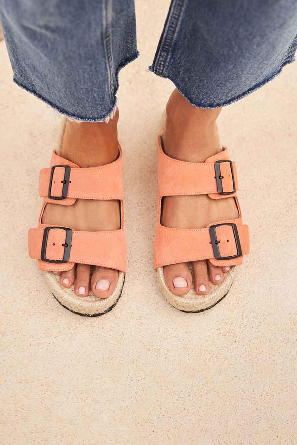 Manebi-Hamptons Nordic Sandals Apricot-Sandalet & Terlik-3-milagron.live
