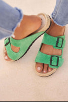Manebi-Hamptons Nordic Sandals Palm Green-Sandalet & Terlik-2-milagron.live