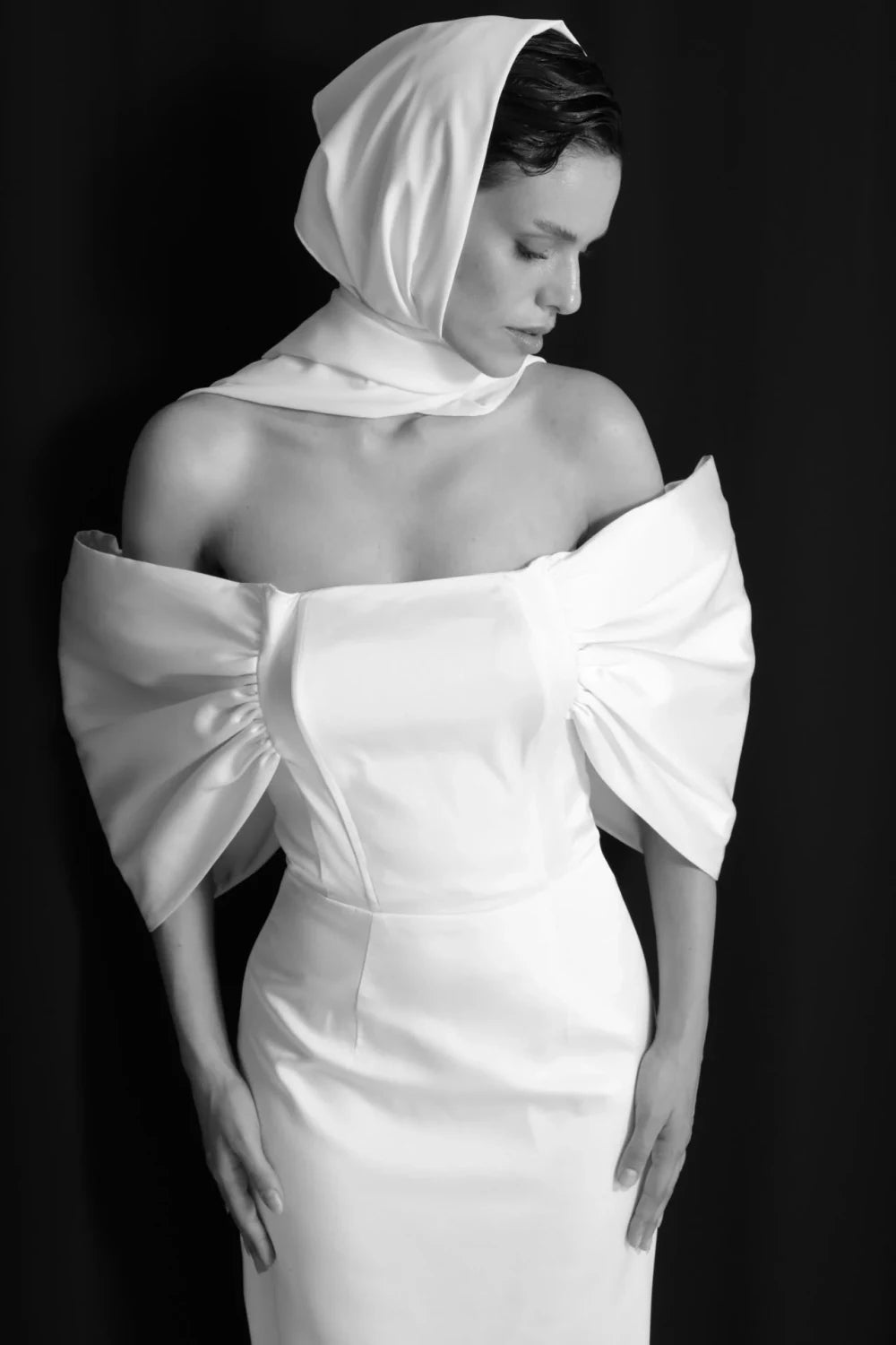 Manshet-Brigitte Straplez Saten Nikah Elbisesi-Elbise-4-milagron.live