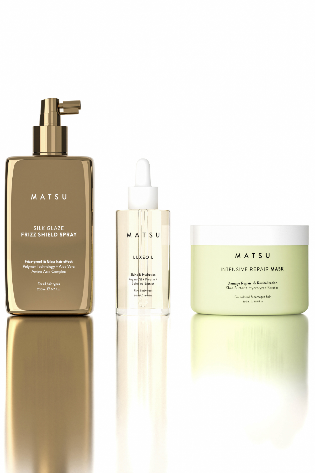 Matsu-Intensive Maske 350Ml + Silk Glaze + Luxeoil 50 Ml 3'Lü Set-1-milagron.live