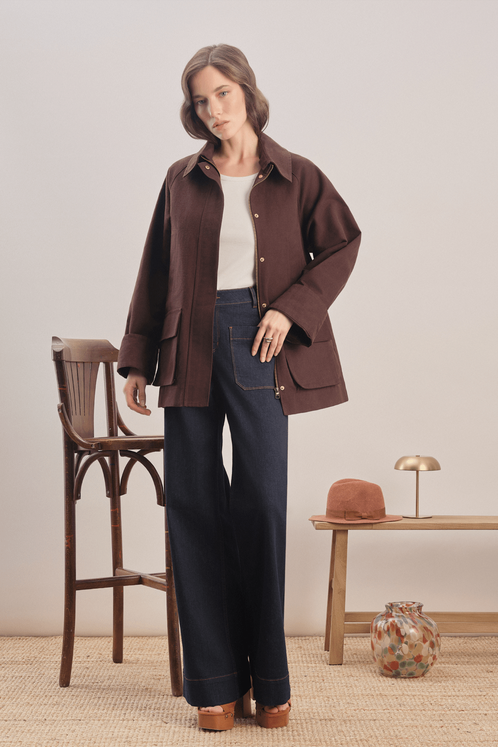 Mavlo-Urban Mumlu Kanvas Ceket / Chocolate Brown-Ceket-2-milagron.live