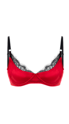 Hera Red Silk And Black Lace Underwire Bra - 0