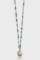 Mey Atelier-Fairytale - Aquamarin Lapis Kyanit Antika Gümüş Kaplama Roma Parası Unisex Kolye-Kolye-1-milagron.live