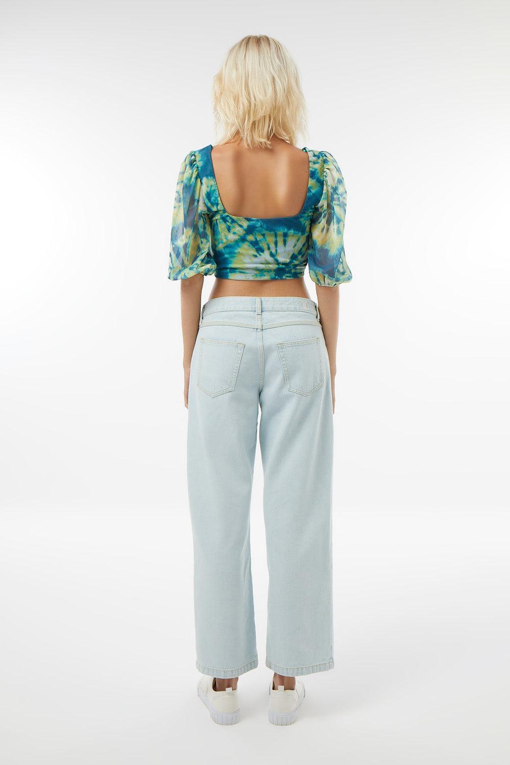 Midground-Batik Desenli Mesh Crop Top-Crop Top-3-milagron.live