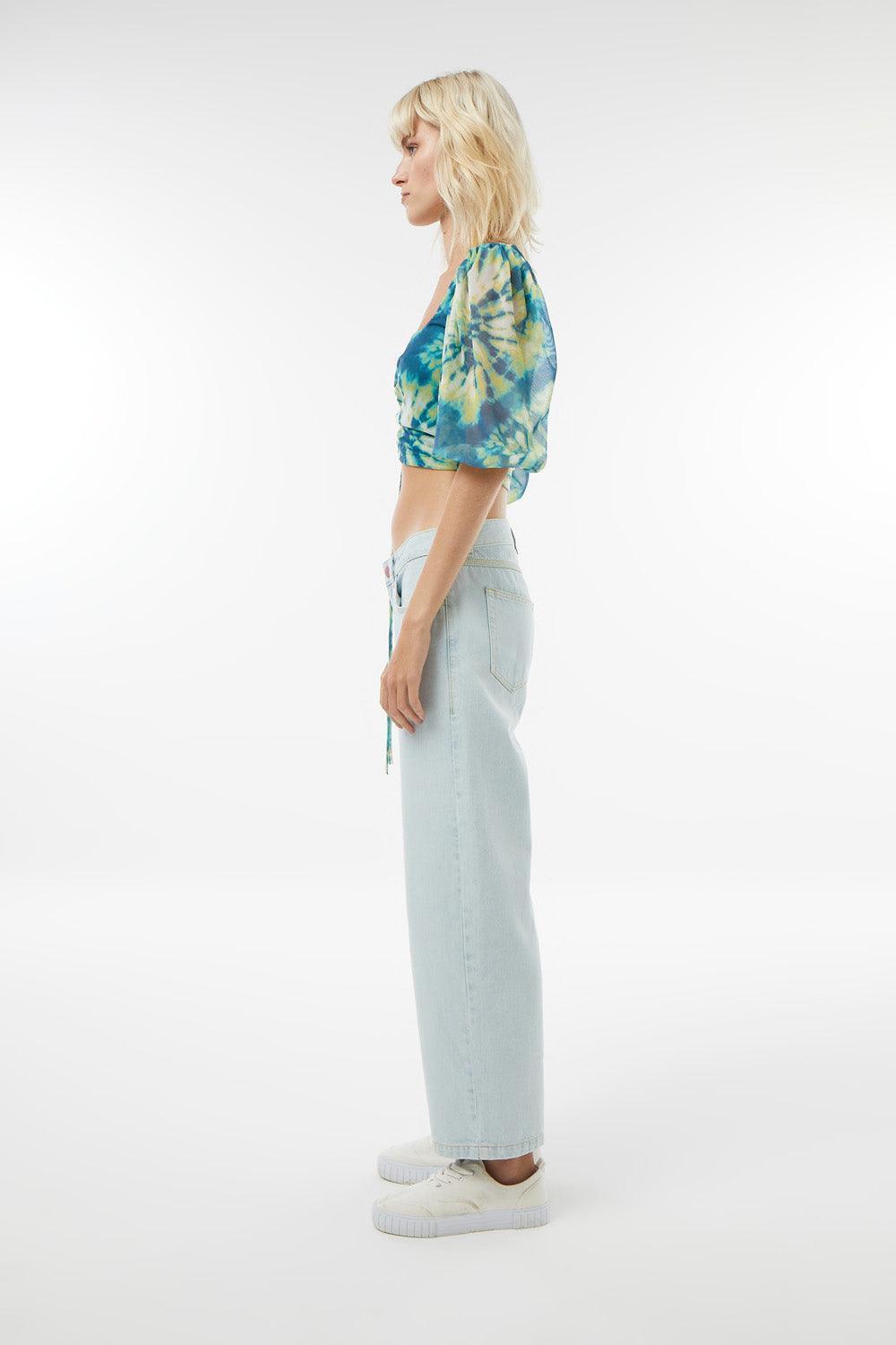 Midground-Batik Desenli Mesh Crop Top-Crop Top-4-milagron.live