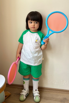 Tennis Cartoon Kontrast Detaylı Oversize Tişört Ve Şort Takım - 3