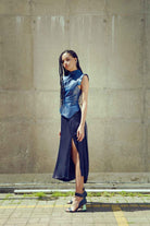 Mirimalist-Concrete Navy Midi Dress-Elbise-5-milagron.live
