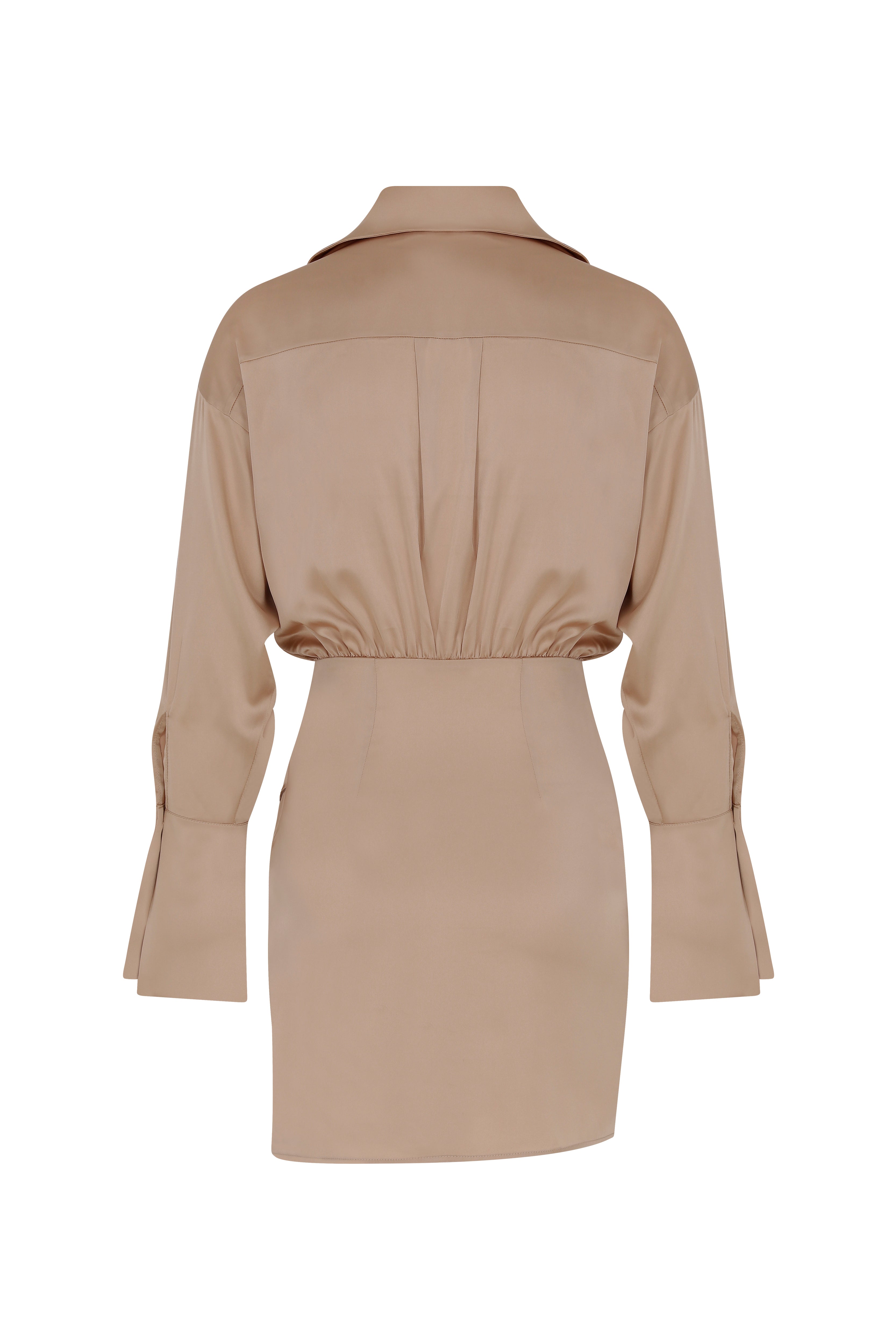 Asymmetrical Satin Shirt Dress