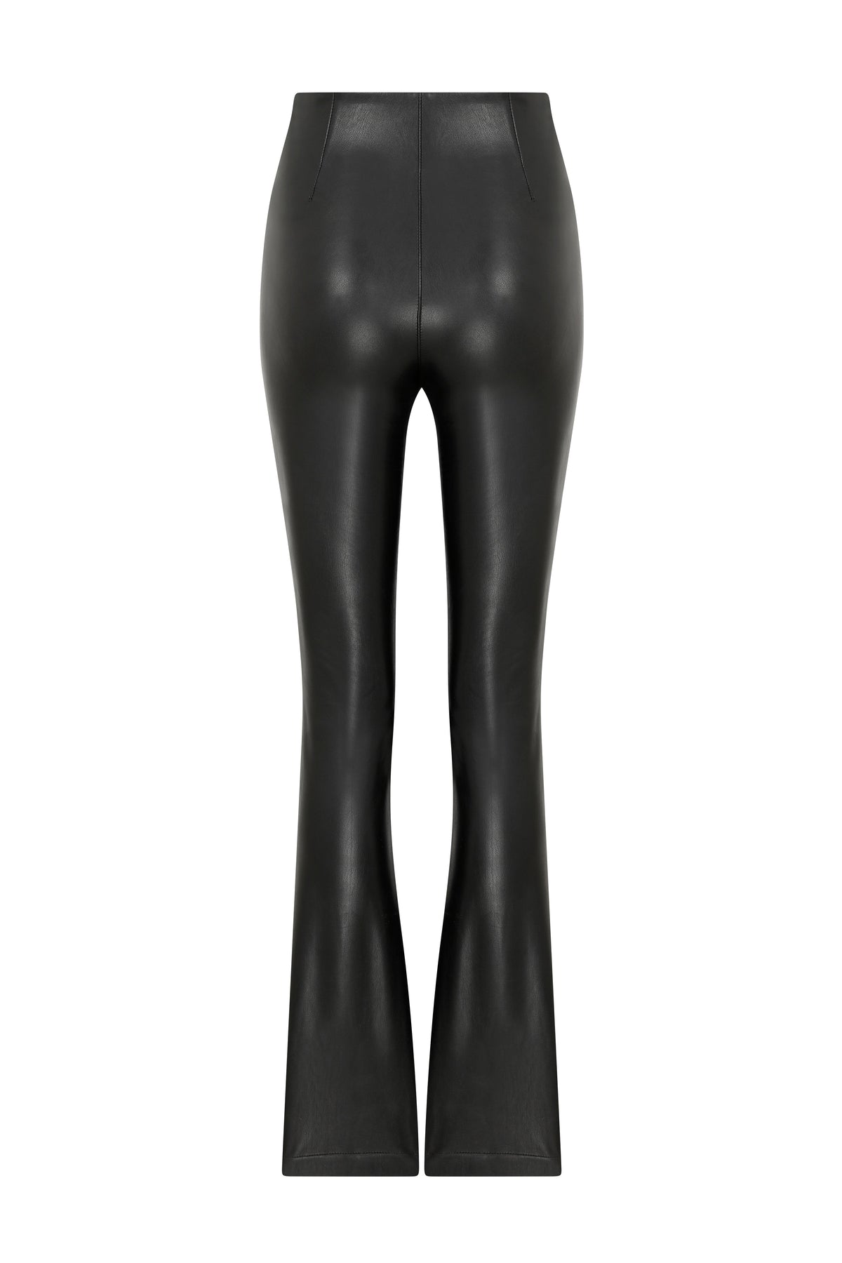 Flared Fitted Black Vegan Leather Pants - 3