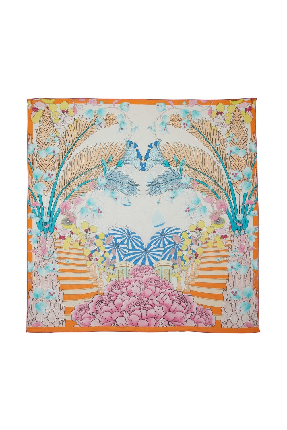 Mokoshe-French Riviera & Orange, Blue And Yellow - Cotton-Şal & Fular-2-milagron.live