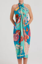 Mokoshe-Saga In Mauritius & Turquoise And Red-Şal & Fular-7-milagron.live
