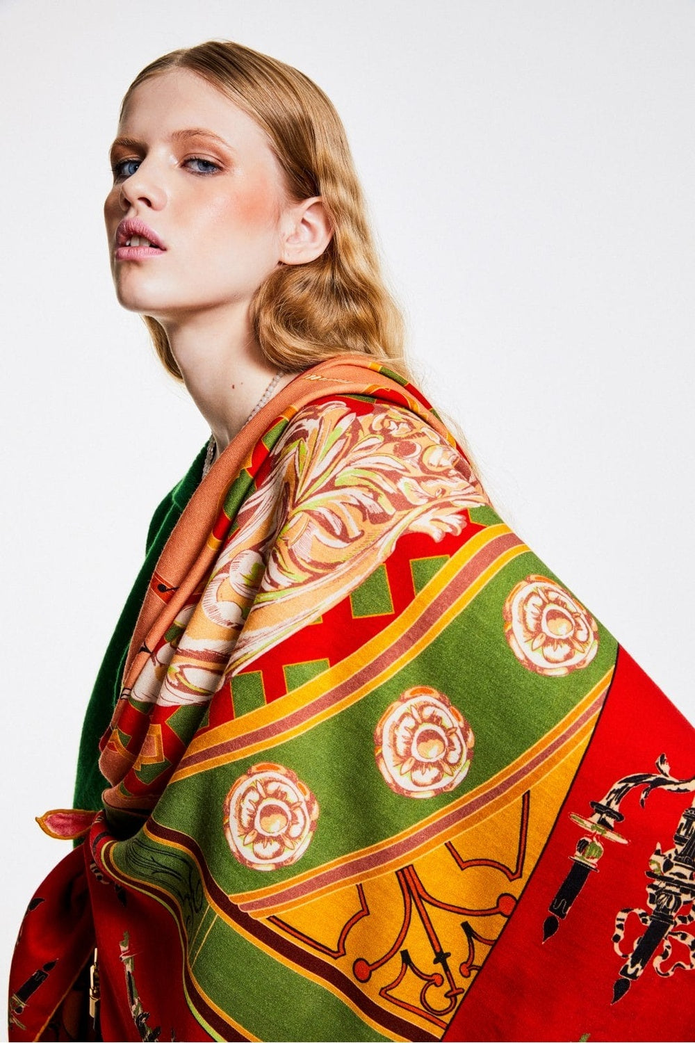 Mokoshe-Tea For Two & Red And Green - Silk-Şal & Fular-2-milagron.live