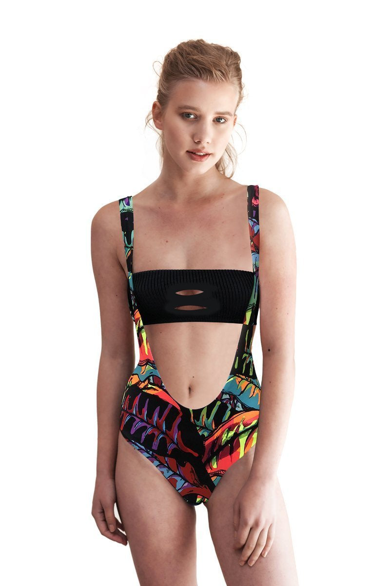 Movom Swimwear-Leelo Neon Suspender Swimsuit-Bikini & Mayo-1-milagron.live