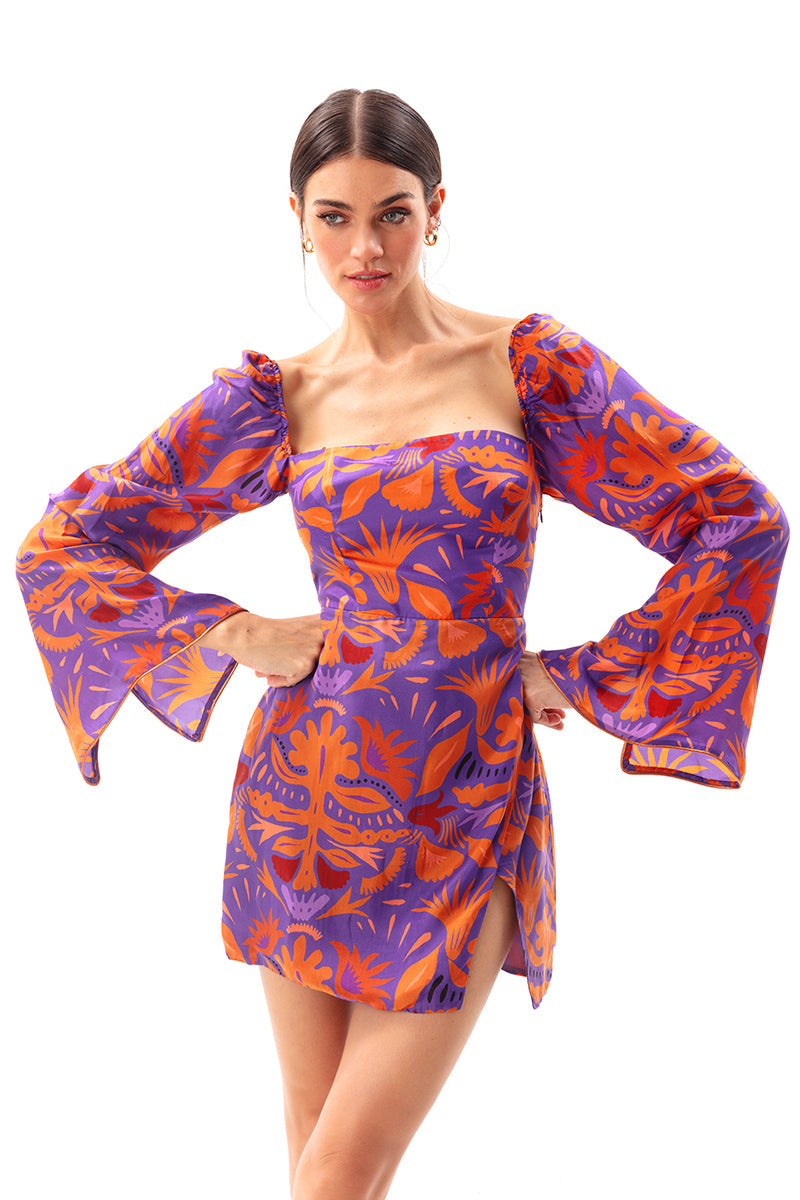 Movom Swimwear-Mauve Square Neck Dress-Elbise-2-milagron.live