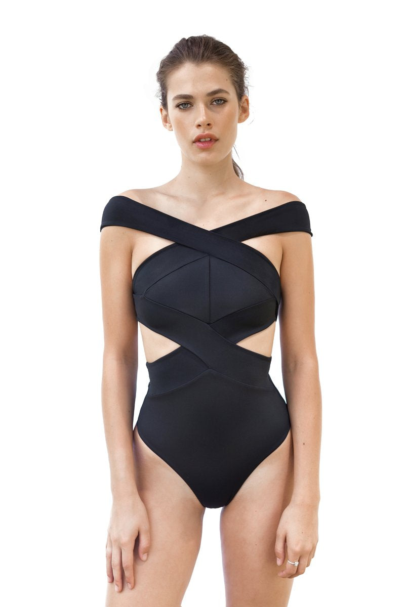 Movom Swimwear-Simone Banded Cross Swimsuit-Bikini & Mayo-1-milagron.live
