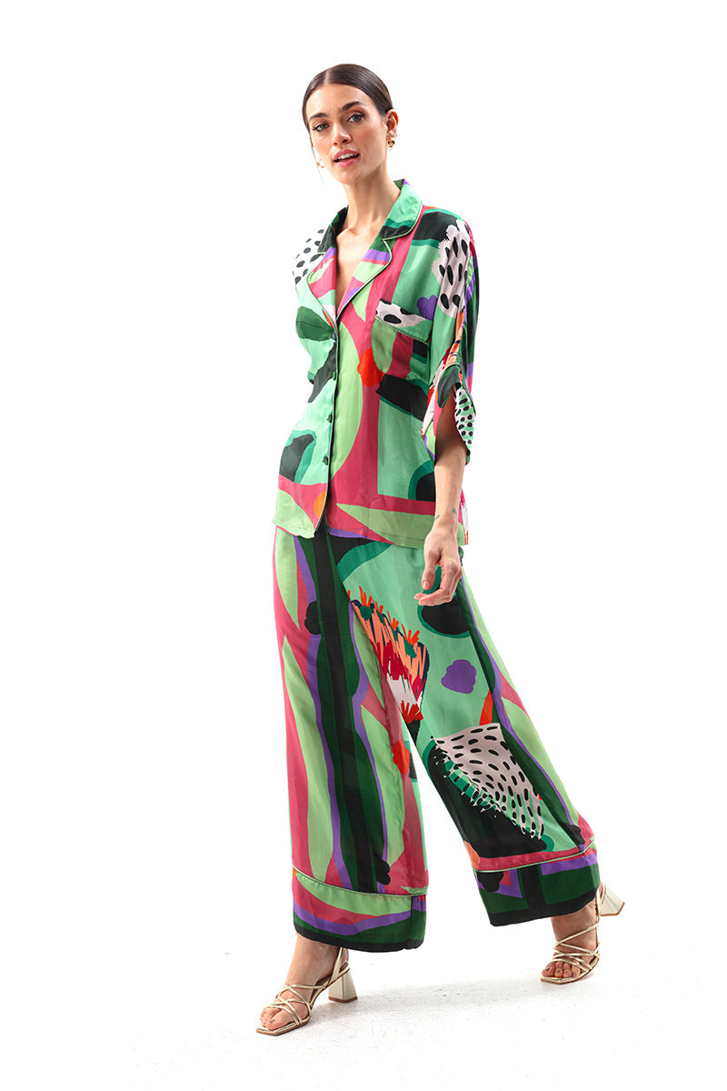 Movom Swimwear-Sylvia Pajama Style Shirt-Bluz-3-milagron.live