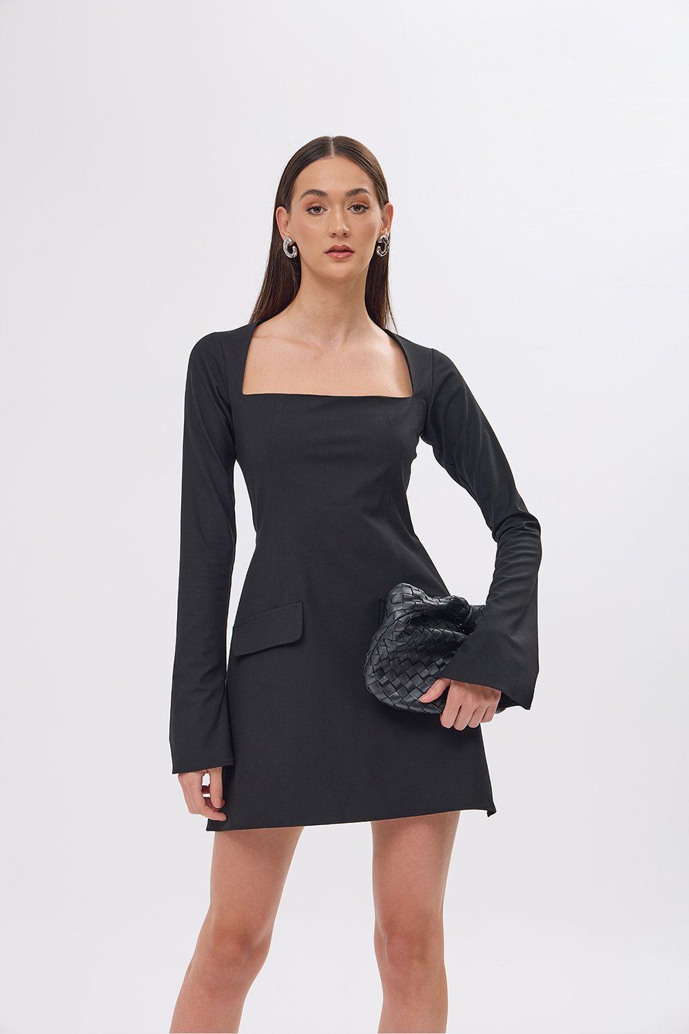Mozto-Klara Black Dress-Elbise-3-milagron.live